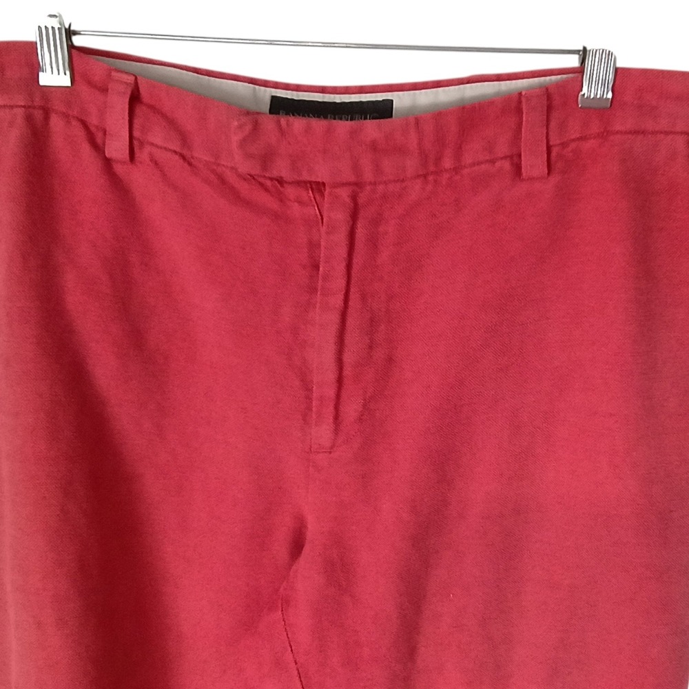 Banana Republic Womens Coral Red Linen Blend Straight Leg Trousers Size 12 - Picture 5 of 10